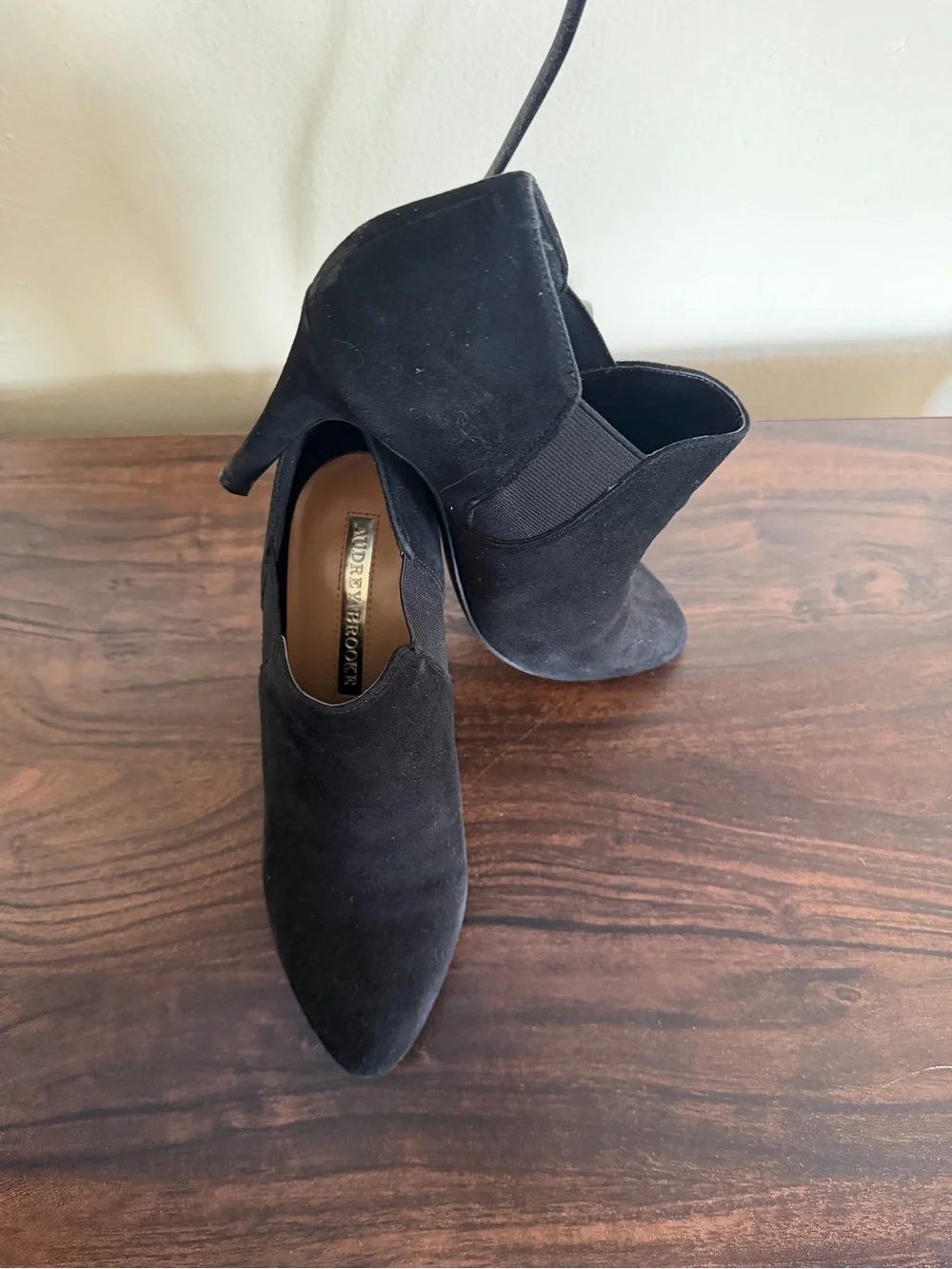 Audrey Brooke Women’s Black Suede High-Heel Ankle Booties